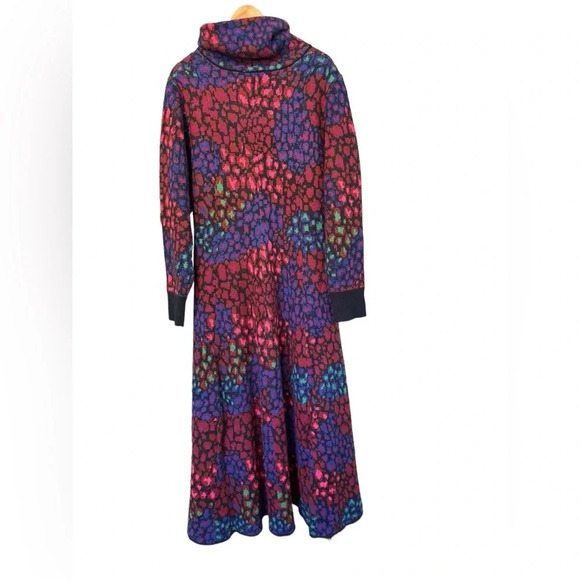 NWT Farm Rio Leopard Print  Long Sleeve Turtle Neck Sweater Midi Dress L - Picture 5 of 9